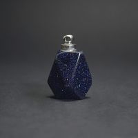 Подвеска - бутылочка гранёная из авантюрина синего (имитация)