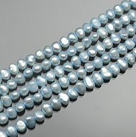 Нить Жемчуг серо-голубой мятый 6-7 мм 40 ±1 см