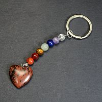 Брелок из камней "7 чакр Сердце" с обсидианом коричневым
