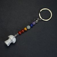 Брелок из камней "7 чакр Гриб" с говлитом