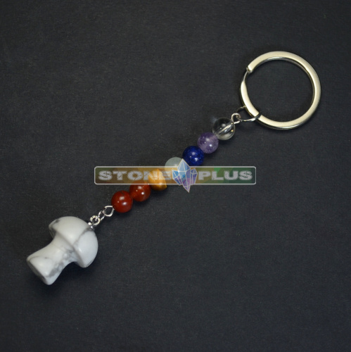 Брелок из камней "7 чакр Гриб" с говлитом