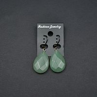 Серьги граненые с авантюрином зеленым