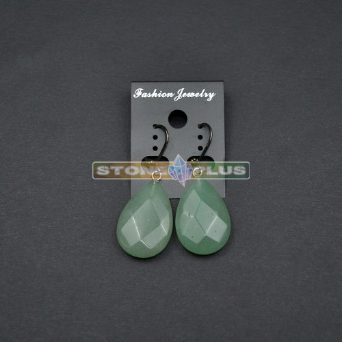 Серьги граненые с авантюрином зеленым