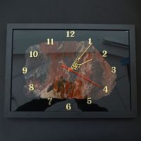 Часы настенные с яшмой/черная рамка