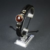 Браслет кожаный плетеный - Агат