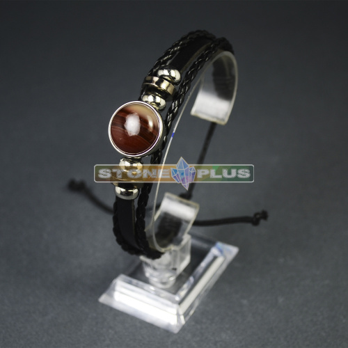 Браслет кожаный плетеный - Агат