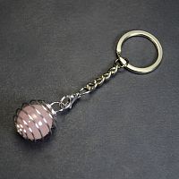 Брелок из камней "Ловушка" с шариком из розового кварца