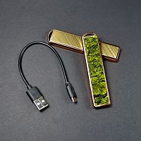 Зажигалка электроимпульсная "USB" с накладкой из змеевика