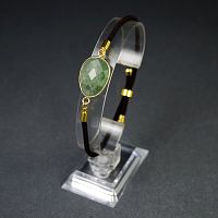 Браслет на шнурке с авантюрином зеленым овал