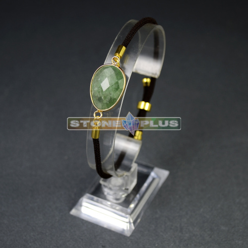 Браслет на шнурке с авантюрином зеленым овал