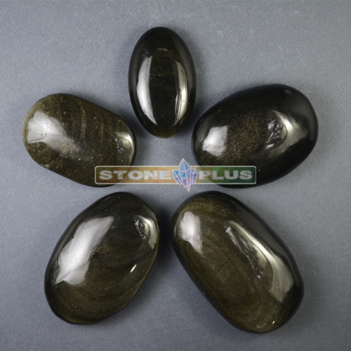 Обсидиан золотистый (овалы) / Упаковка - 100 гр.