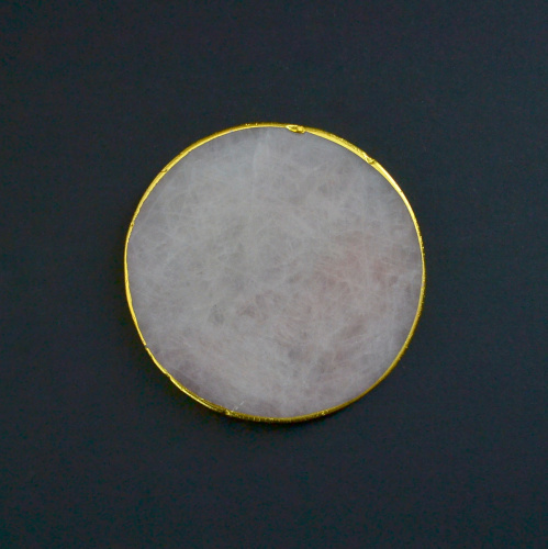 Подставка из Розового кварца с золотым кантом(Круг)
