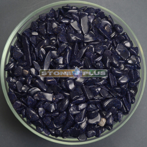 Галтовка авантюрин синий (имитация) 5-10 мм / 1 упаковка - 100 гр