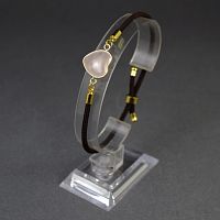 Браслет Сердце на шнурке с камнем Розовый кварц