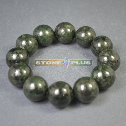 Браслет из змеевика 18 см / бусина 20 мм