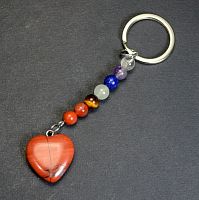 Брелок из камней "7 чакр Сердце" с  яшмой красной