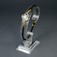 Браслет Сердце на шнурке с камнем Яшма киви