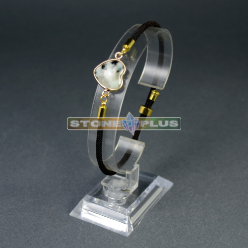 Браслет Сердце на шнурке с камнем Яшма киви