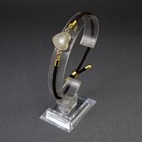 Браслет Сердце на шнурке с камнем Лабрадор