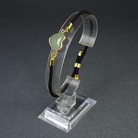 Браслет Сердце на шнурке с камнем Авантюрин зеленый