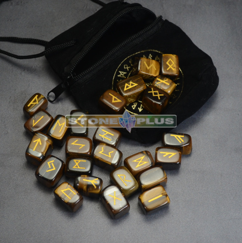 Руны кубики из тигрового глаза