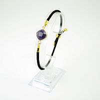 Браслет Квадрат на шнурке с камнем Аметист