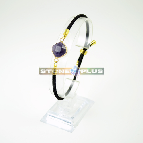 Браслет Квадрат на шнурке с камнем Аметист Браслет Квадрат на шнурке с камнем Аметист