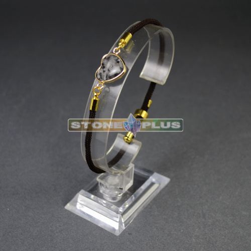 Браслет Сердце на шнурке с камнем Лаврикит