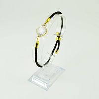 Браслет Квадрат на шнурке с камнем Горный Хрусталь