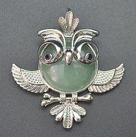 Кулон "Сова с расправленными крыльями" - авантюрин зеленый