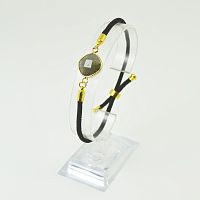 Браслет Квадрат на шнурке с камнем Лабрадор