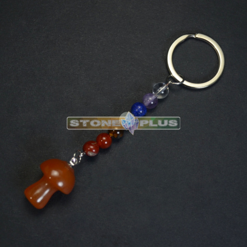 Брелок из камней "7 чакр Гриб" с сердоликом
