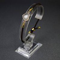 Браслет Сердце на шнурке с камнем Горный хрусталь