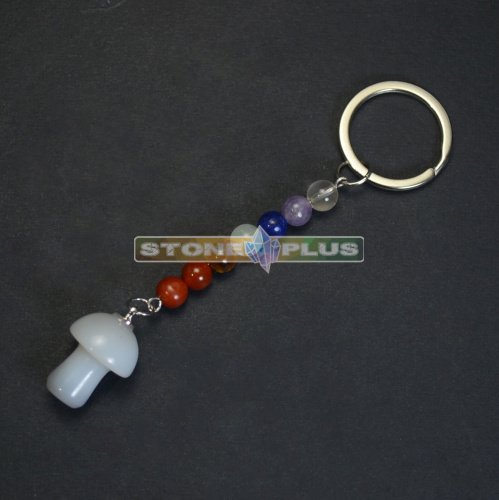 Брелок из камней "7 чакр Гриб" с агатом