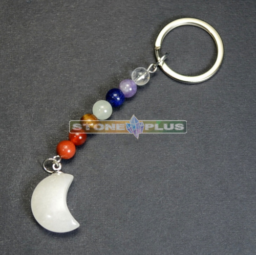 Брелок из камней "7 чакр Луна" с горным хрусталем
