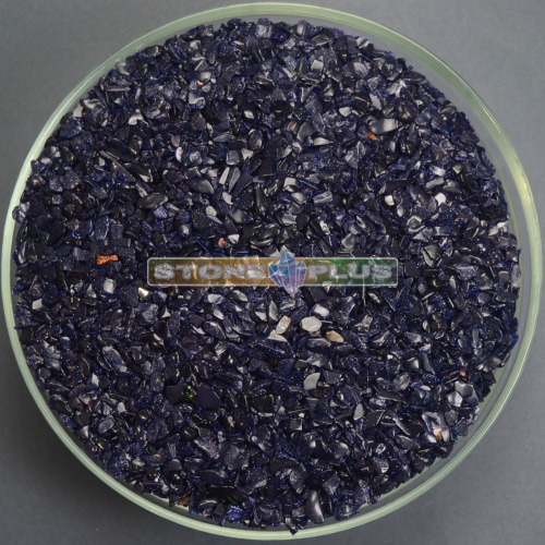 Авантюрин синий (имитация) галтовка 3-5 мм / 1 упаковка - 100 гр