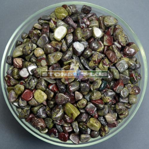Галтовка Яшма зелено-красная "кровь дракона" 10 - 15 мм / 1 упаковка - 100 гр