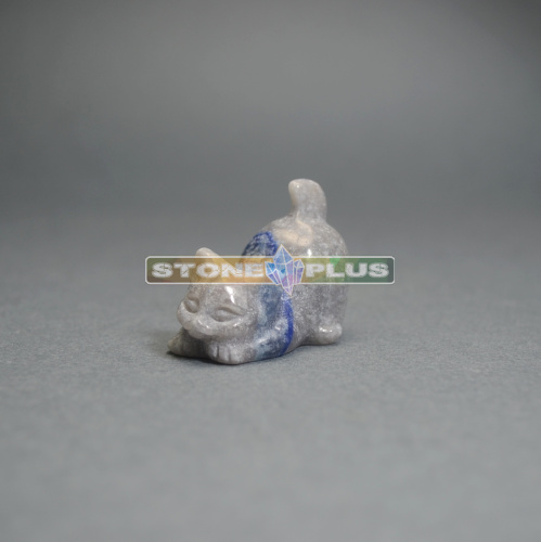 Фигурка Кошка играет 30 мм из лазурита