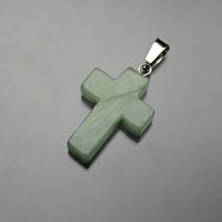 Кулон фигурный Крестик - авантюрин зеленый