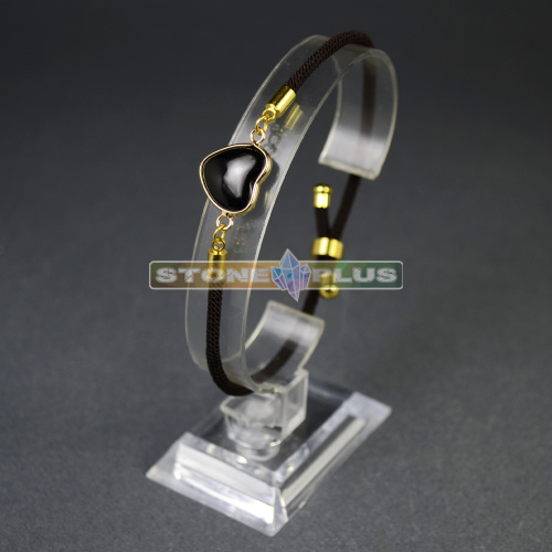 Браслет Сердце на шнурке с камнем Обсидиан Браслет Сердце на шнурке с камнем Обсидиан