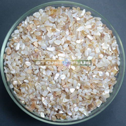 Перламутр бежевый галтовка 3-5 мм / 1 упаковка - 100 гр