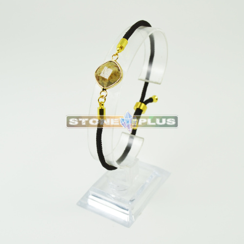 Браслет Квадрат на шнурке с камнем Яшма Песочная