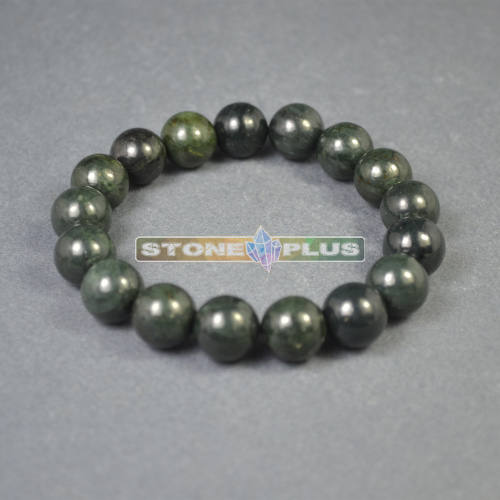 Браслет из змеевика 18 см / бусина 12 мм