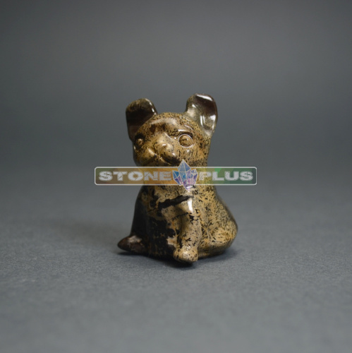 Сувенир "Бульдог" малый из яшмы пейзажной