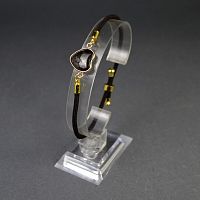 Браслет Сердце на шнурке с камнем Нуумит