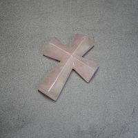 Подвеска "Крест" - розовый кварц