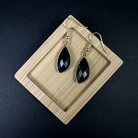 Серьги в металле - обсидиан