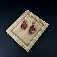 Серьги в металле - яшма красная