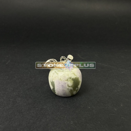 Яблоко агат бело-зеленый 20х25 мм