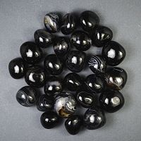 Агат черный узорчатый галтовка / 1 упаковка - 100 гр